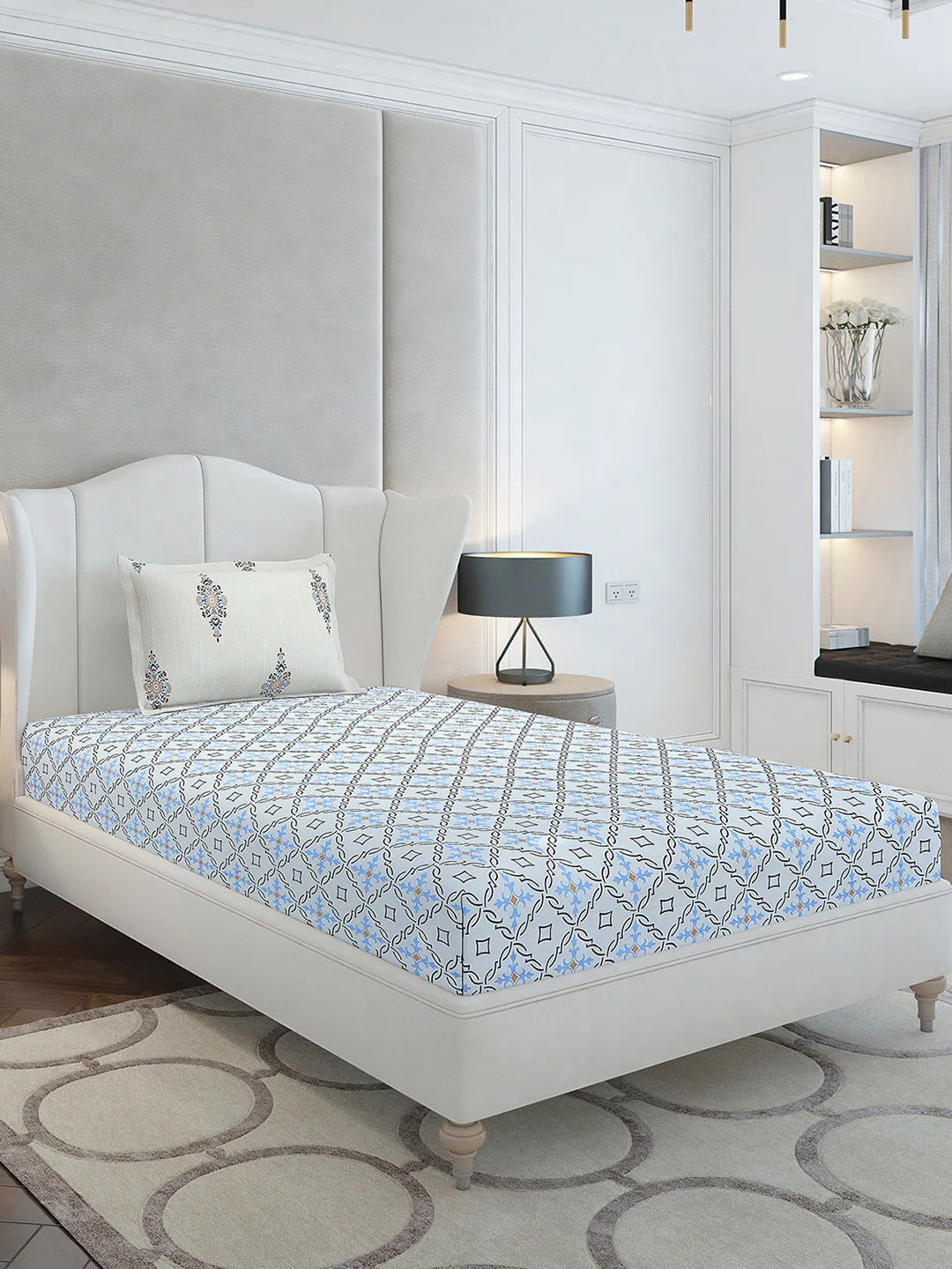 144 TC Cotton Single Bedsheet with 1 Pillow Cover (Solstice) - Image 4