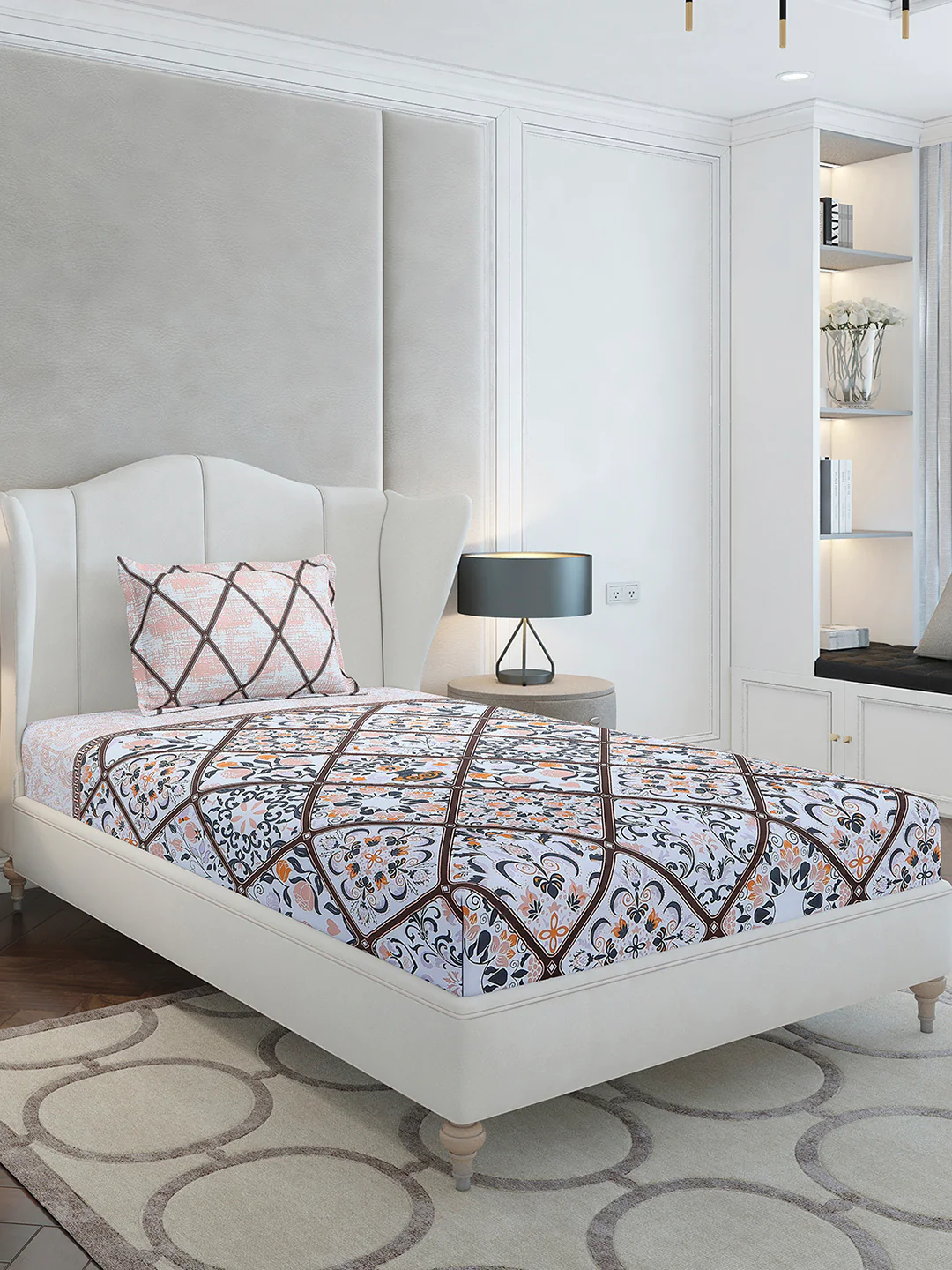 144 TC Cotton Single Bedsheet with 1 Pillow Cover (Solstice) - Image 4