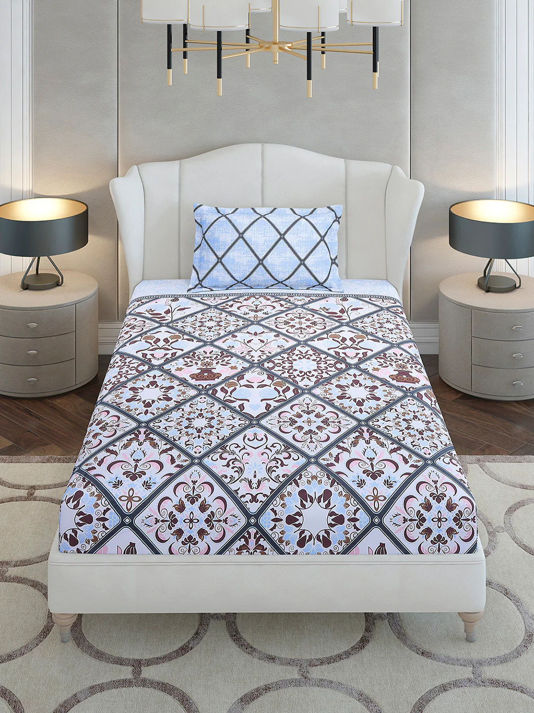 144 TC Cotton Single Bedsheet with 1 Pillow Cover (Solstice) - Image 2