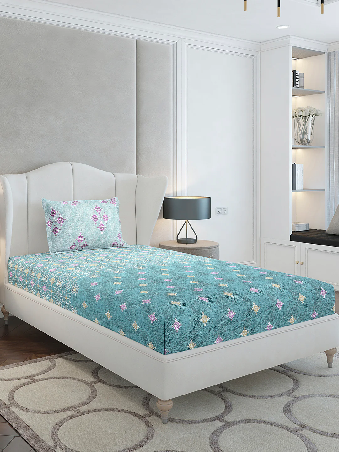 144 TC Cotton Single Bedsheet with 1 Pillow Cover (Solstice) - Image 4
