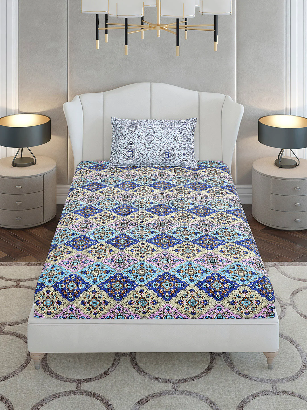 144 TC Cotton Single Bedsheet with 1 Pillow Cover (Solstice) - Image 2