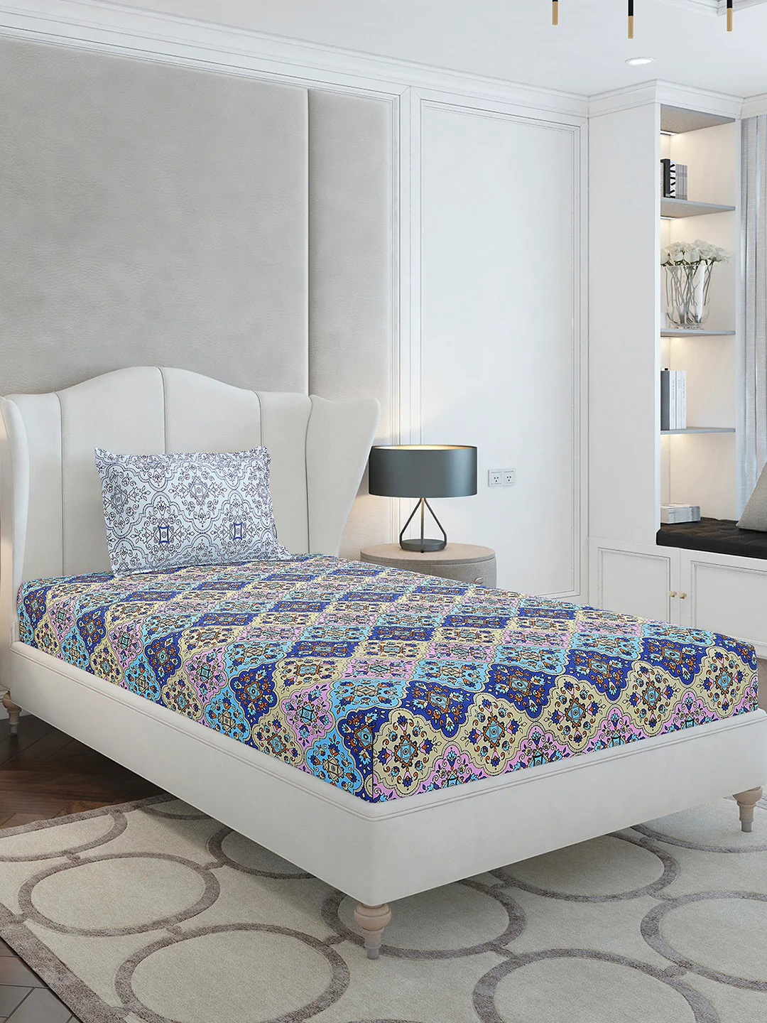 144 TC Cotton Single Bedsheet with 1 Pillow Cover (Solstice) - Image 4