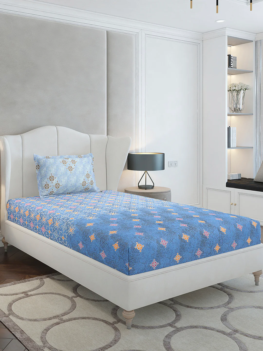 144 TC Cotton Single Bedsheet with 1 Pillow Cover (Solstice) - Image 4