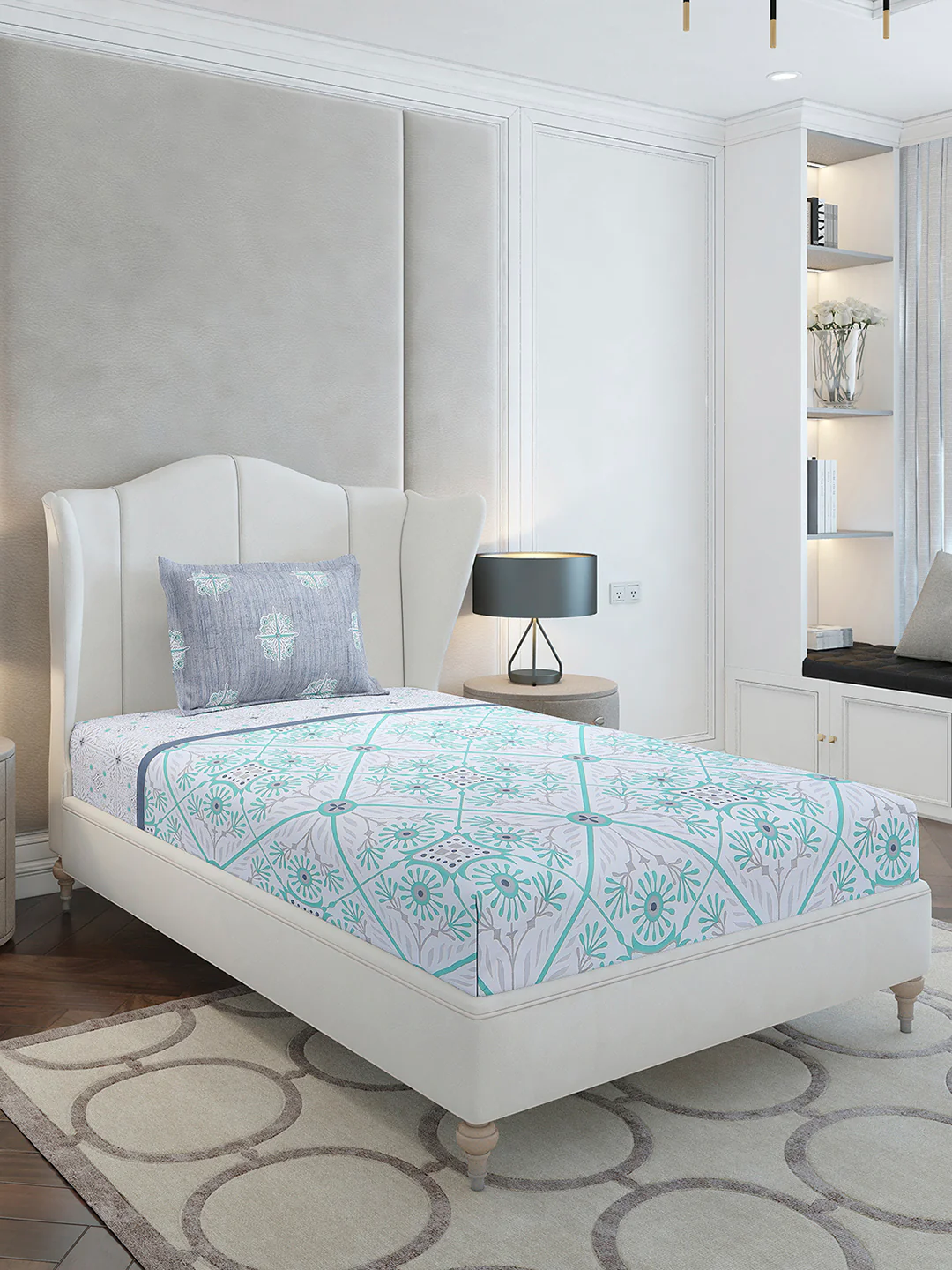 144 TC Cotton Single Bedsheet with 1 Pillow Cover (Solstice) - Image 4
