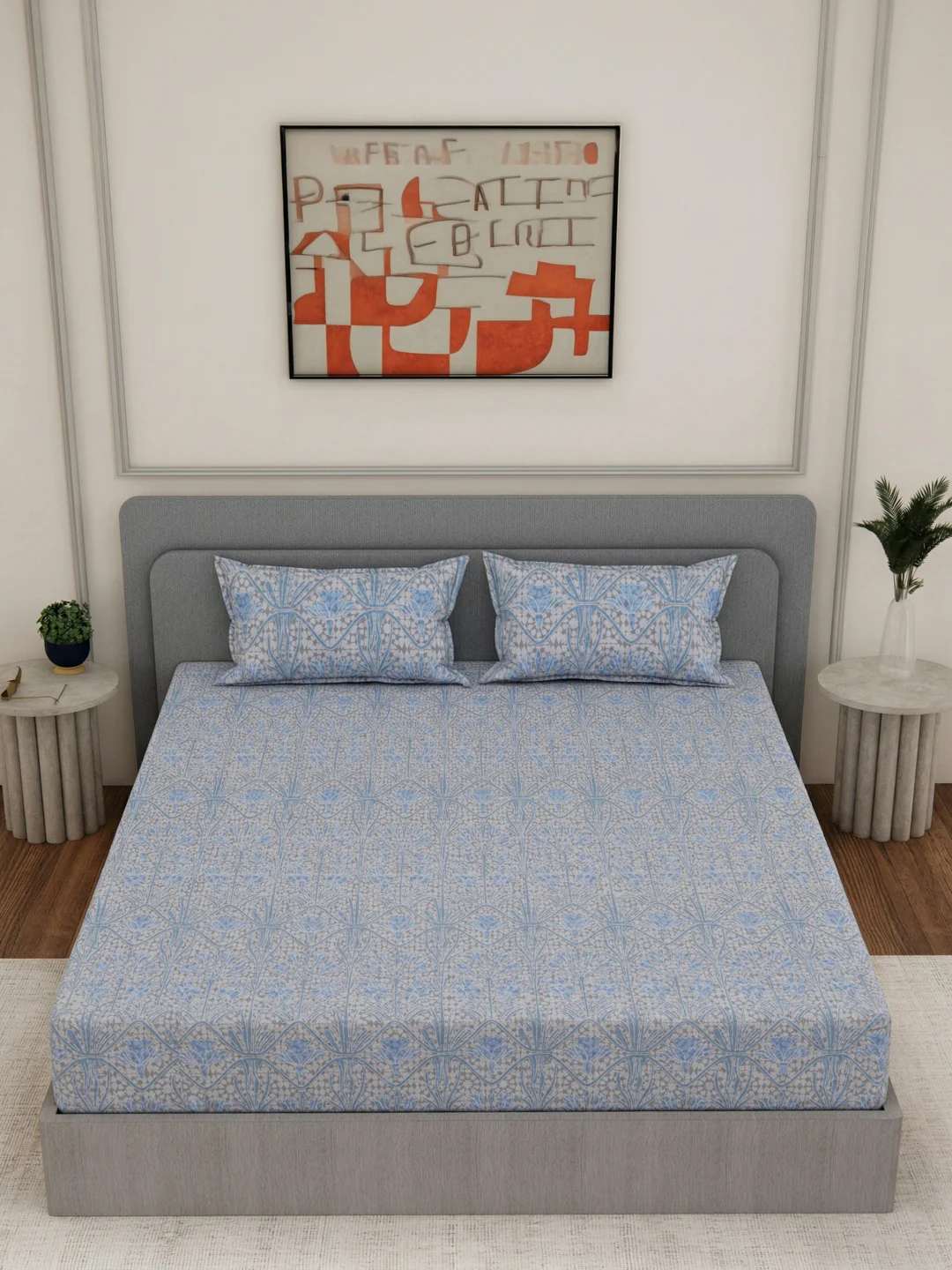 144 TC Pure Cotton Double Bed Bedsheet with 2 Pillow Covers Prestige Collection - Image 4