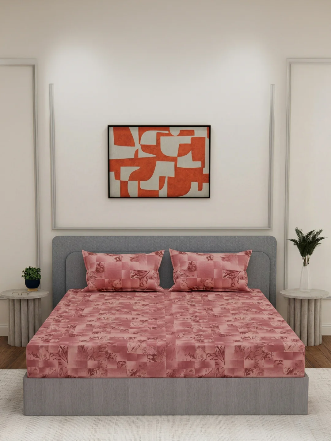 144 TC Pure Cotton Double Bed Bedsheet with 2 Pillow Covers Prestige Collection - Image 3