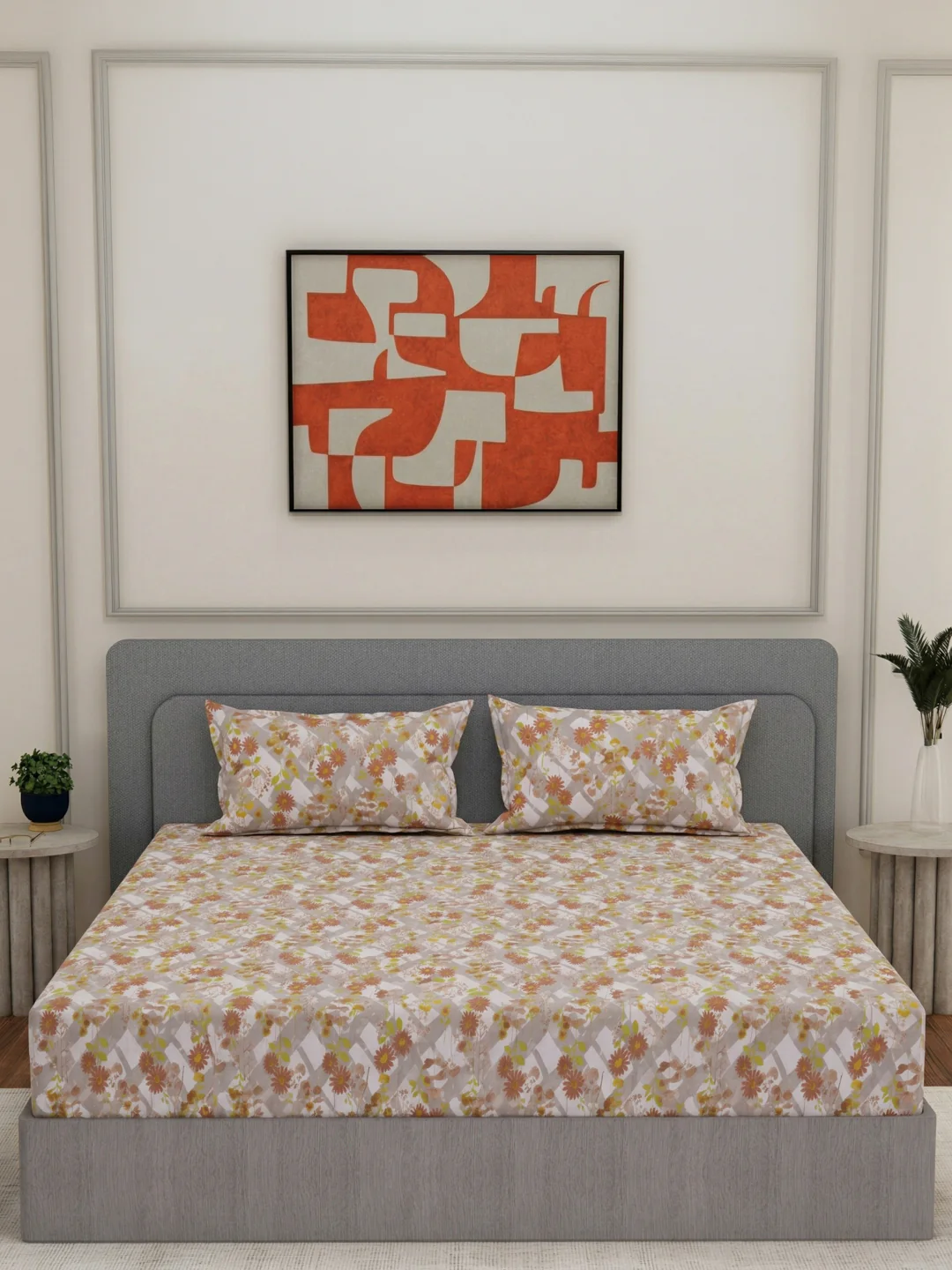 144 TC Pure Cotton Double Bed Bedsheet with 2 Pillow Covers Prestige Collection - Image 3