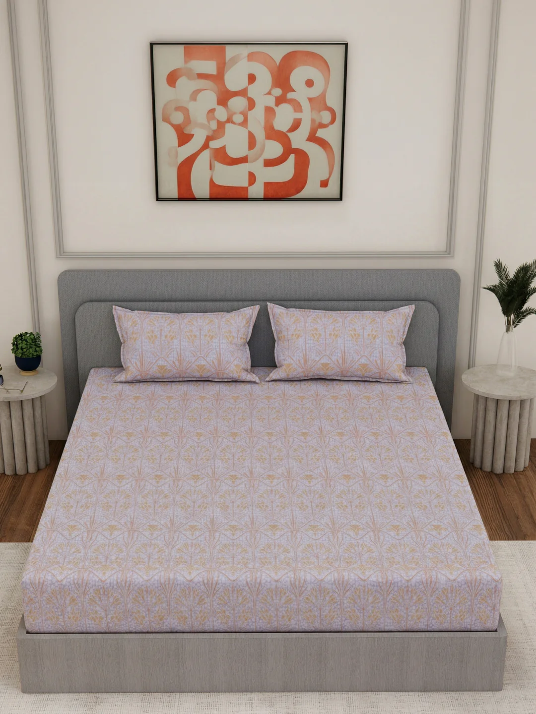 144 TC Pure Cotton Double Bed Bedsheet with 2 Pillow Covers Prestige Collection - Image 4