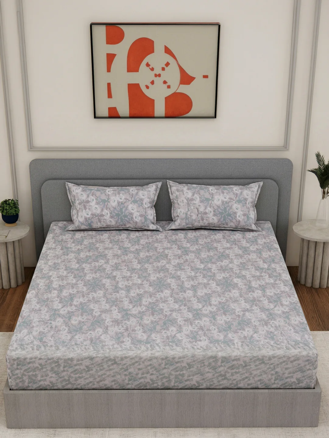 144 TC Pure Cotton Double Bed Bedsheet with 2 Pillow Covers Prestige Collection - Image 4