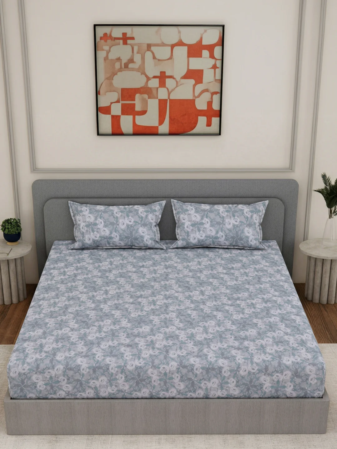 144 TC Pure Cotton Double Bed Bedsheet with 2 Pillow Covers Prestige Collection - Image 4