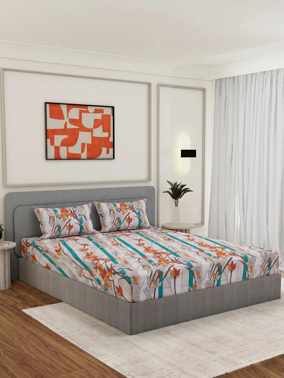 144 TC Pure Cotton Double Bed Bedsheet with 2 Pillow Covers Prestige Collection - Image 2