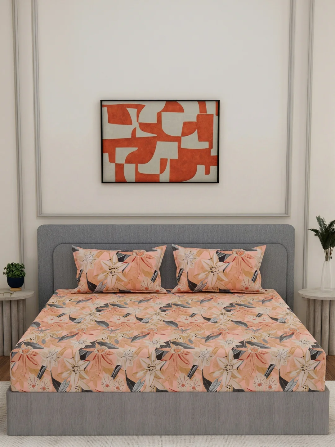 144 TC Pure Cotton Double Bed Bedsheet with 2 Pillow Covers Prestige Collection - Image 3