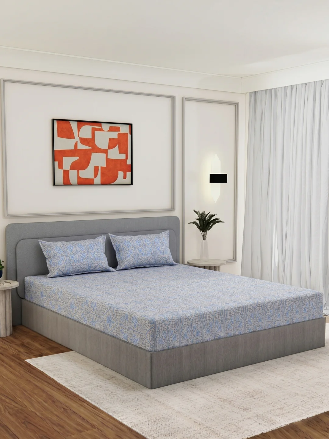 144 TC Pure Cotton King Size Bedsheet with 2 Pillow Covers Prestige Collection - Image 2