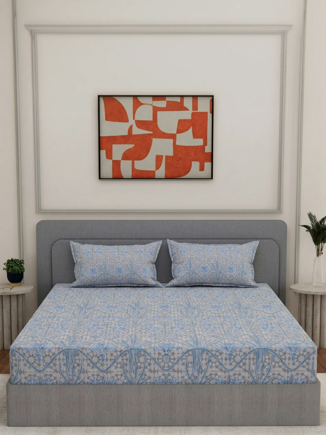 144 TC Pure Cotton King Size Bedsheet with 2 Pillow Covers Prestige Collection - Image 3
