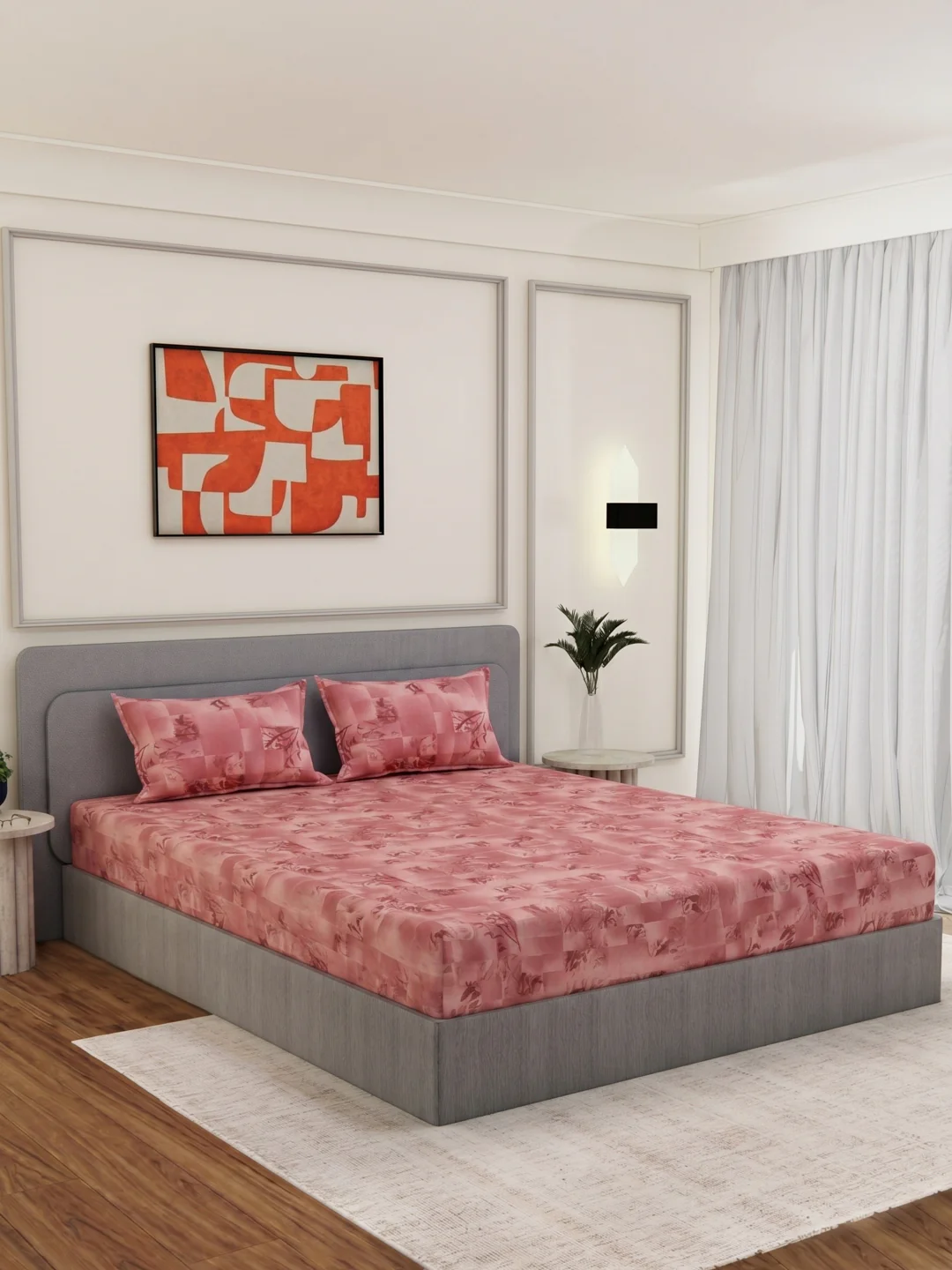 144 TC Pure Cotton King Size Bedsheet with 2 Pillow Covers Prestige Collection - Image 2