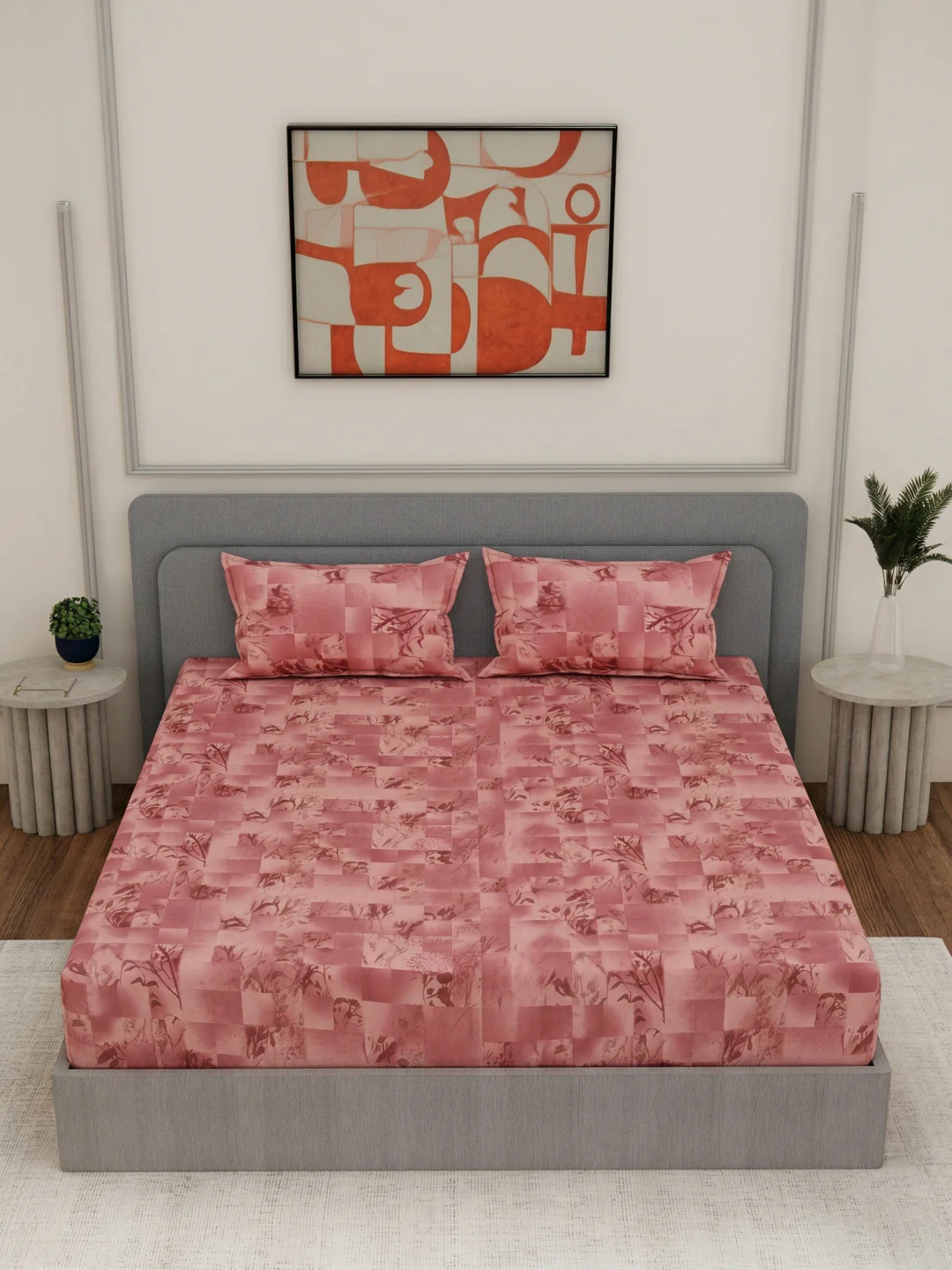 144 TC Pure Cotton King Size Bedsheet with 2 Pillow Covers Prestige Collection - Image 4