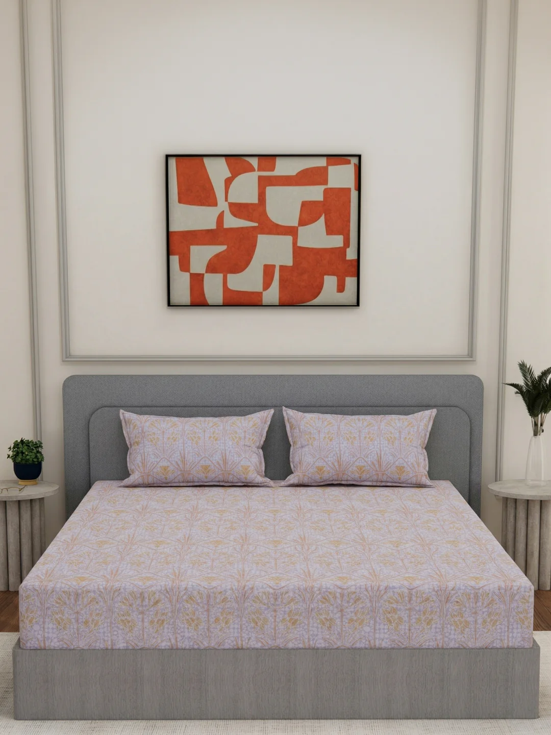 144 TC Pure Cotton King Size Bedsheet with 2 Pillow Covers Prestige Collection - Image 3