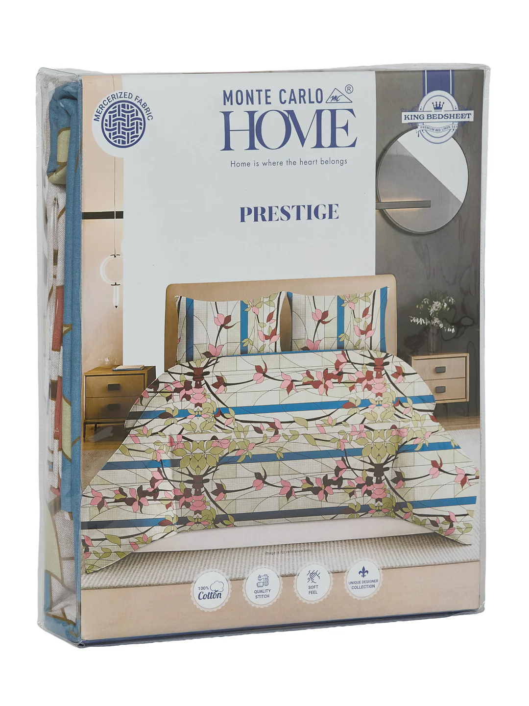 144 TC Pure Cotton King Size Bedsheet with 2 Pillow Covers Prestige Collection - Image 11