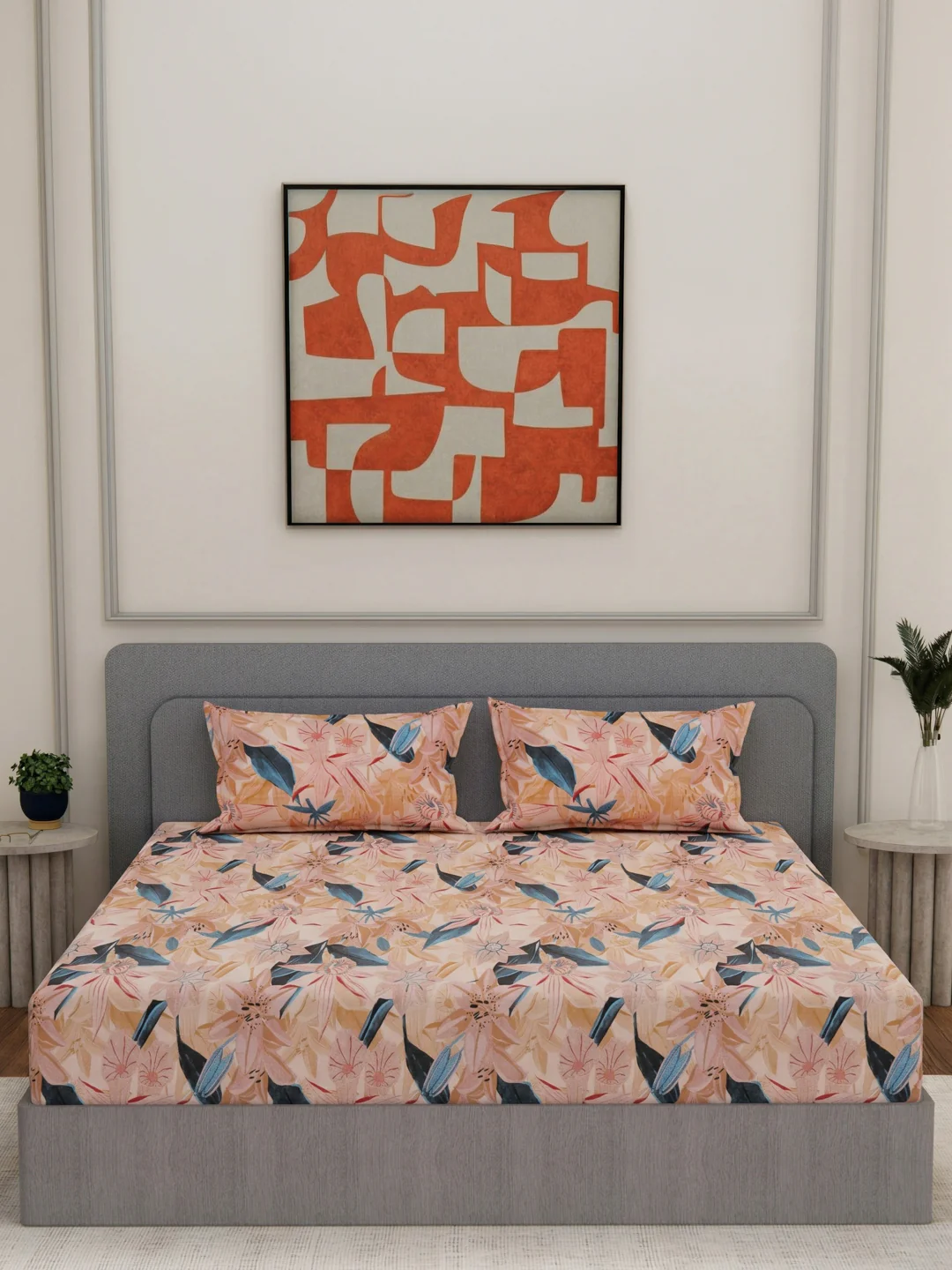 144 TC Pure Cotton King Size Bedsheet with 2 Pillow Covers Prestige Collection - Image 3
