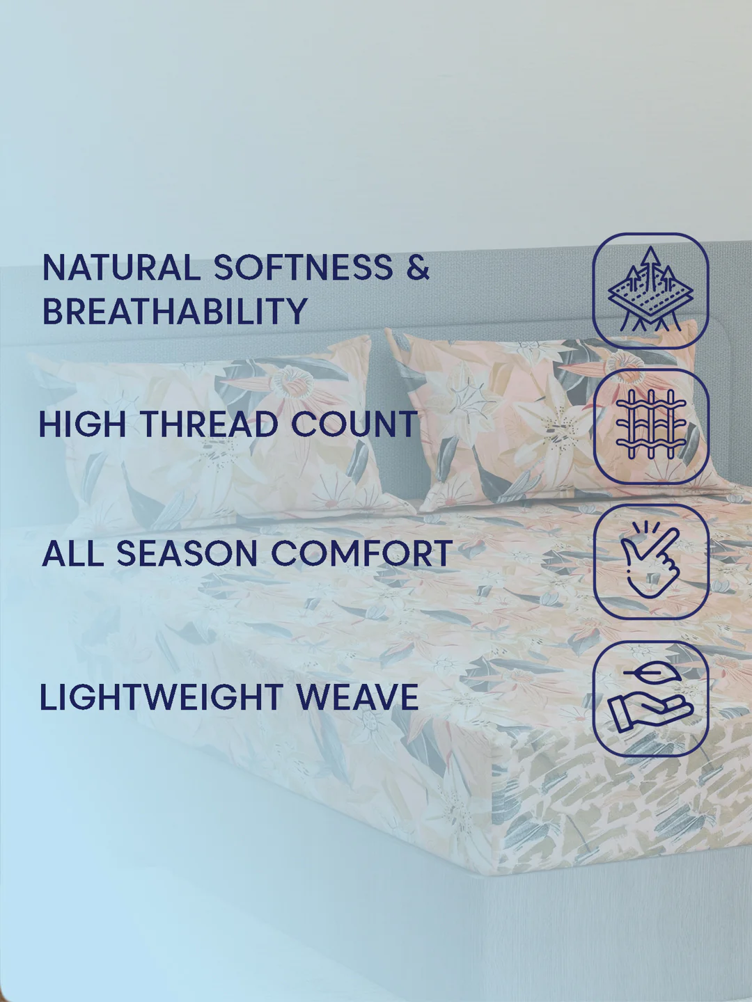 144 TC Pure Cotton King Size Bedsheet with 2 Pillow Covers Prestige Collection - Image 9