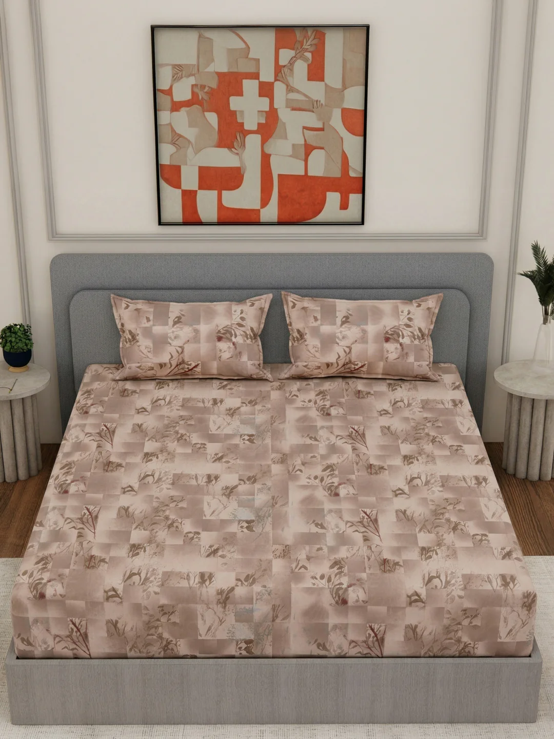 144 TC Pure Cotton King Size Bedsheet with 2 Pillow Covers Prestige Collection - Image 4