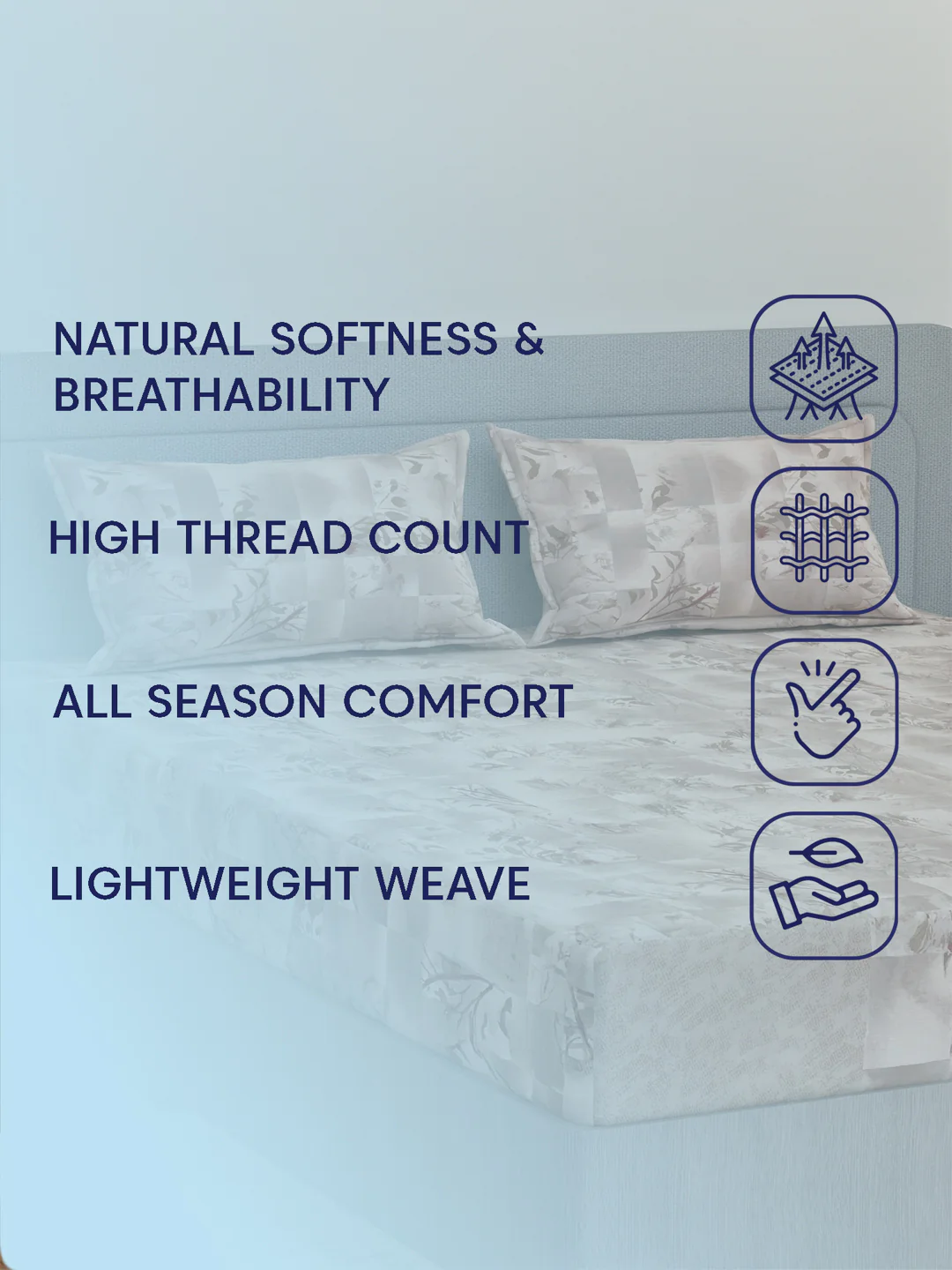 144 TC Pure Cotton King Size Bedsheet with 2 Pillow Covers Prestige Collection - Image 9