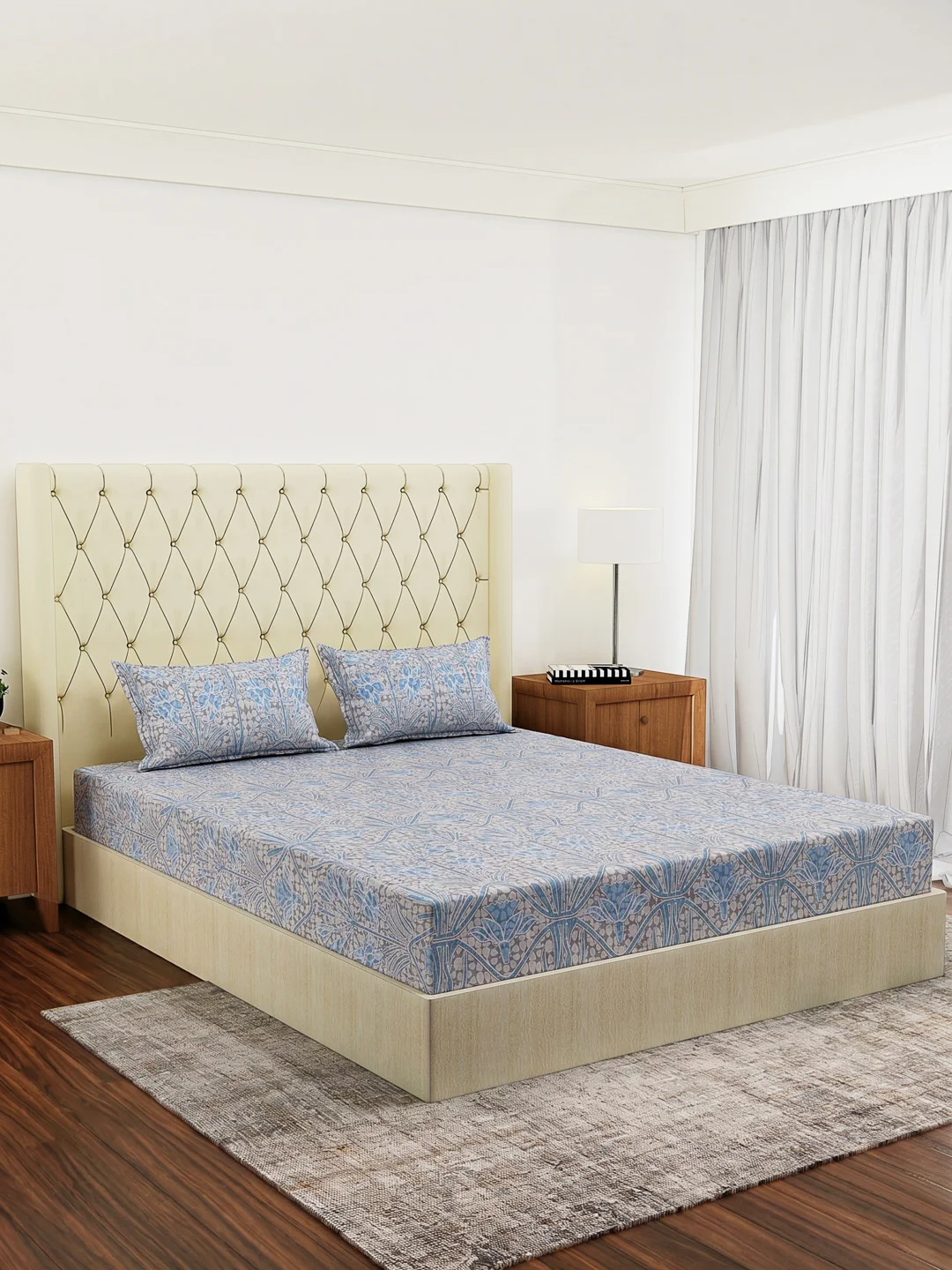 144 TC Pure Cotton King Size Bedsheet with 2 Pillow Covers Prestige Collection - Image 2