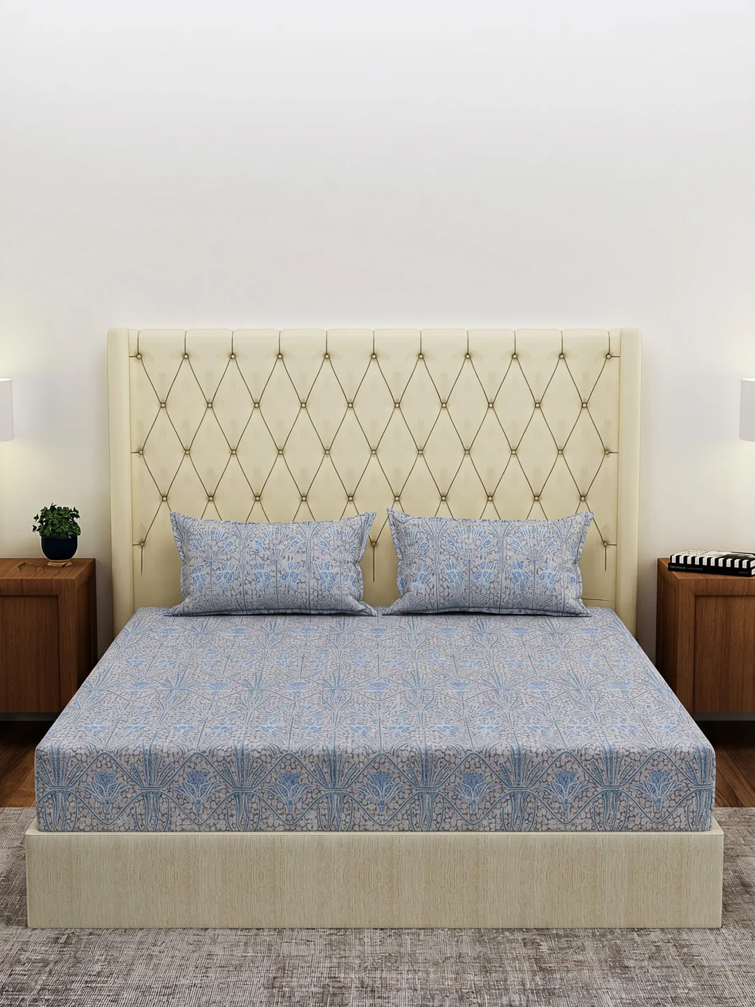 144 TC Pure Cotton King Size Bedsheet with 2 Pillow Covers Prestige Collection - Image 3