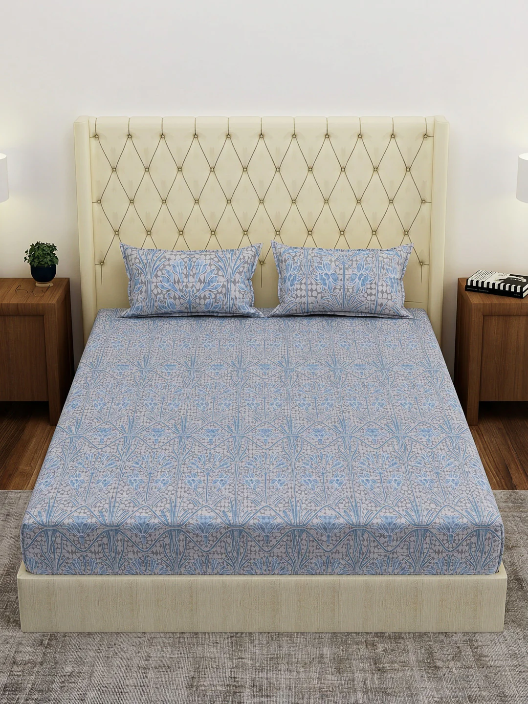 144 TC Pure Cotton King Size Bedsheet with 2 Pillow Covers Prestige Collection - Image 4