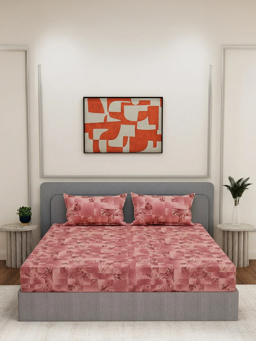 144 TC Pure Cotton King Size Bedsheet with 2 Pillow Covers Prestige Collection - Image 3