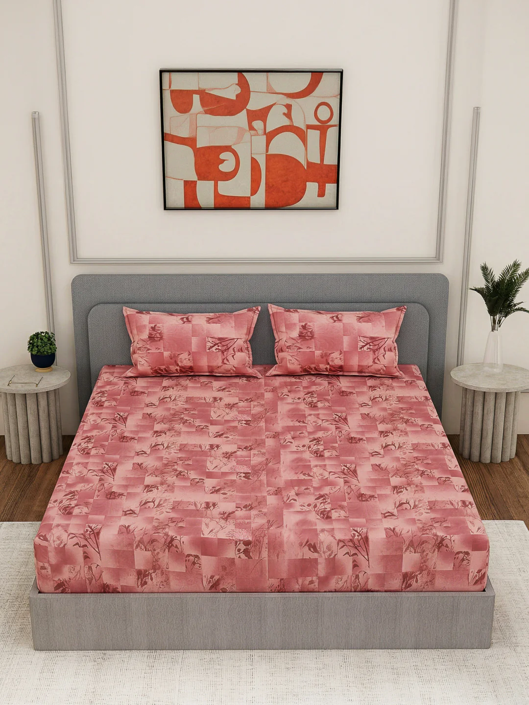 144 TC Pure Cotton King Size Bedsheet with 2 Pillow Covers Prestige Collection - Image 4