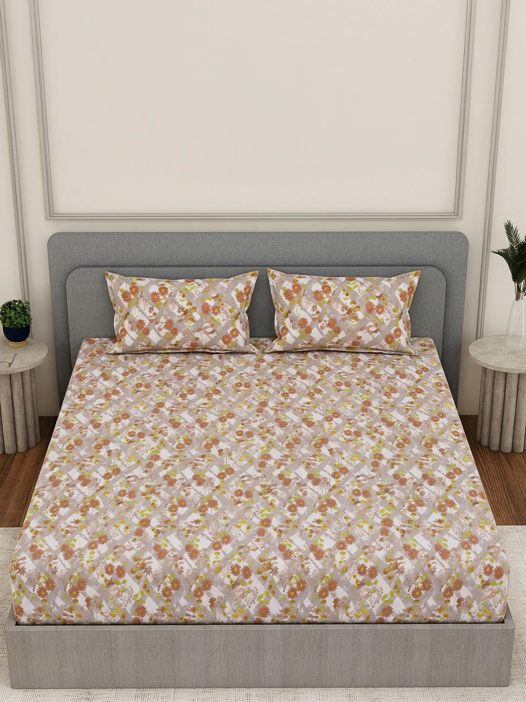 144 TC Pure Cotton King Size Bedsheet with 2 Pillow Covers Prestige Collection - Image 4