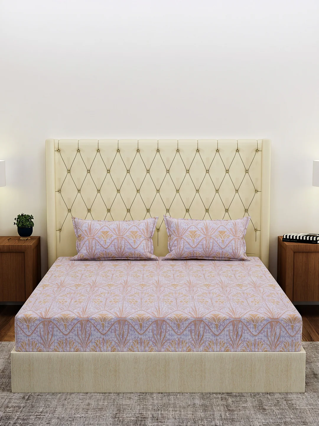 144 TC Pure Cotton King Size Bedsheet with 2 Pillow Covers Prestige Collection - Image 3