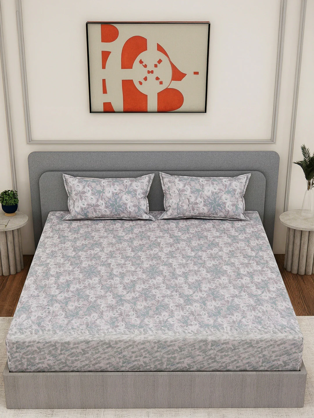 144 TC Pure Cotton King Size Bedsheet with 2 Pillow Covers Prestige Collection - Image 4