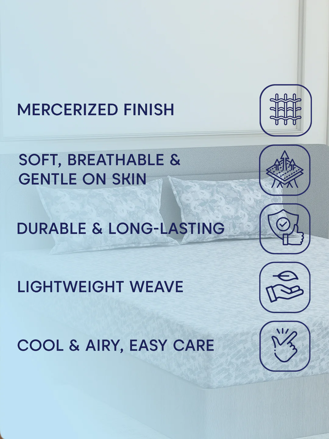 144 TC Pure Cotton King Size Bedsheet with 2 Pillow Covers Prestige Collection - Image 11
