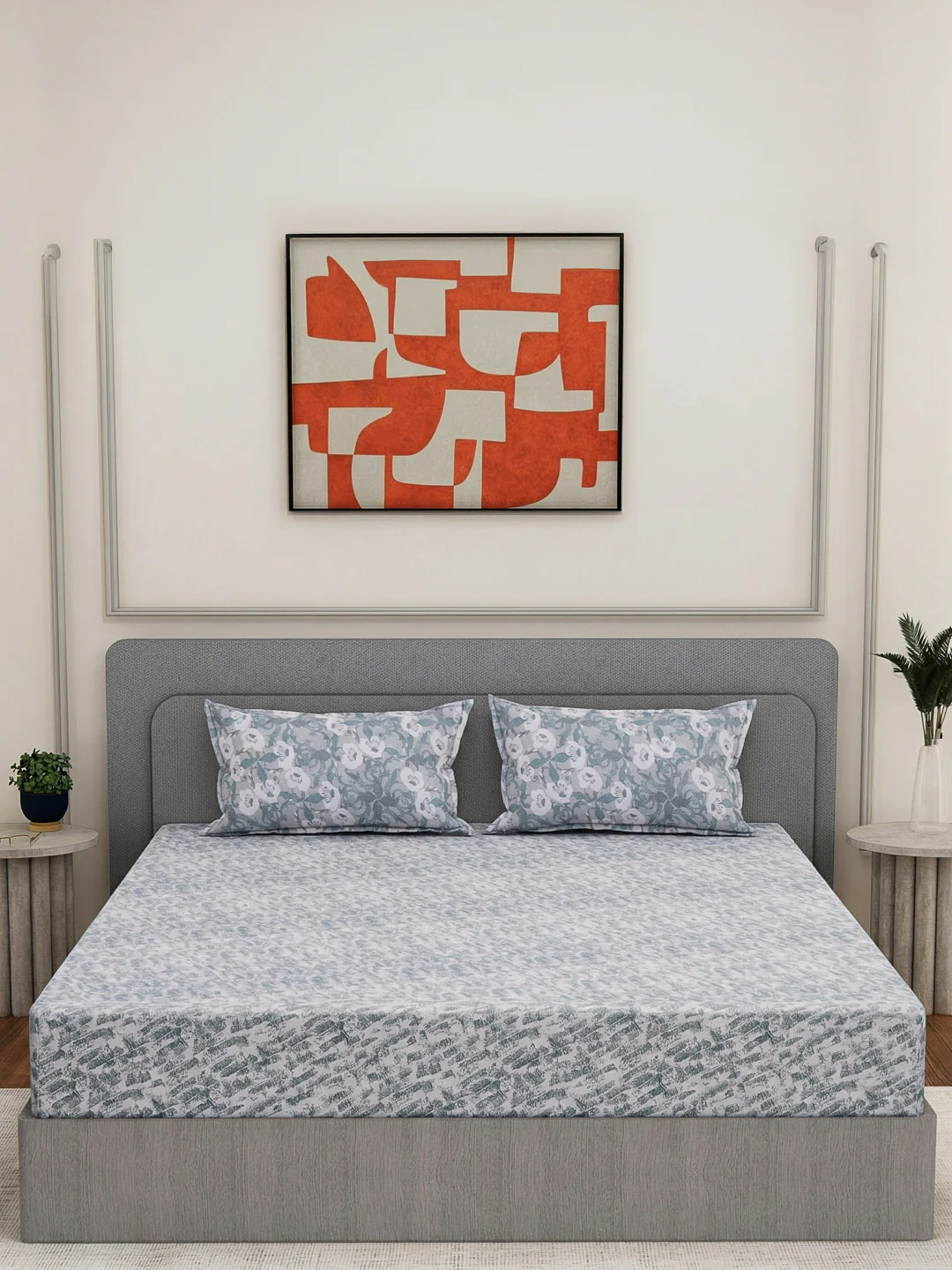 144 TC Pure Cotton King Size Bedsheet with 2 Pillow Covers Prestige Collection - Image 3