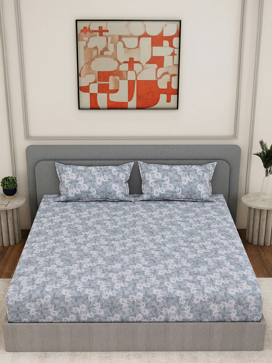 144 TC Pure Cotton King Size Bedsheet with 2 Pillow Covers Prestige Collection - Image 4