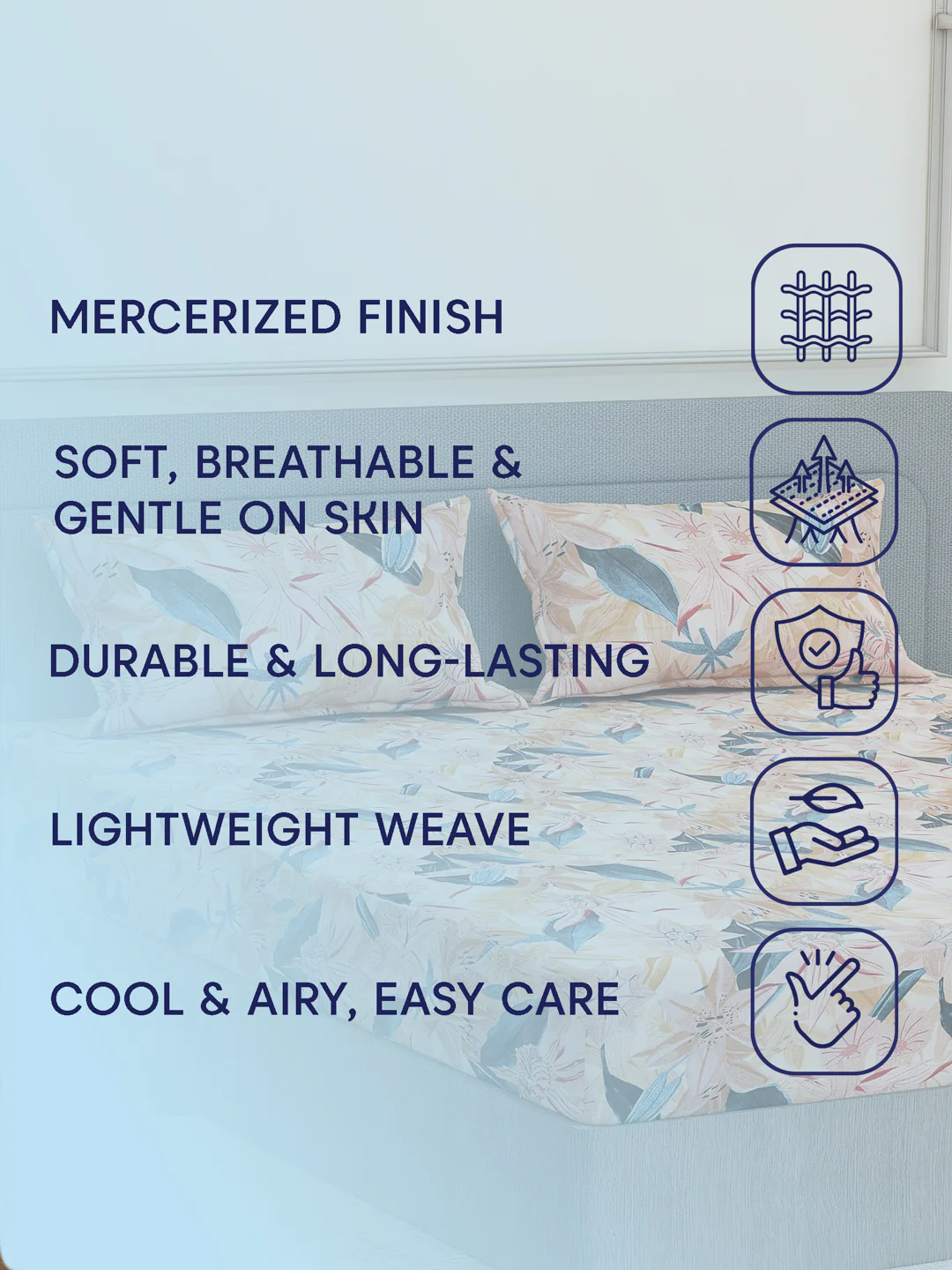 144 TC Pure Cotton King Size Bedsheet with 2 Pillow Covers Prestige Collection - Image 11