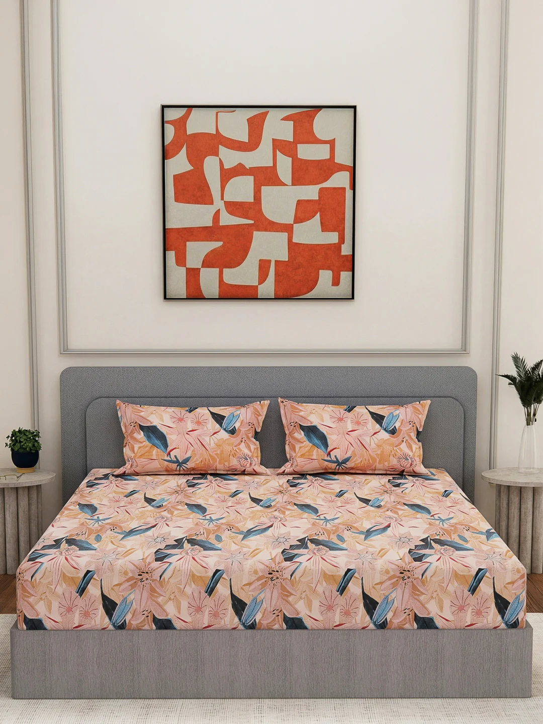 144 TC Pure Cotton King Size Bedsheet with 2 Pillow Covers Prestige Collection - Image 3