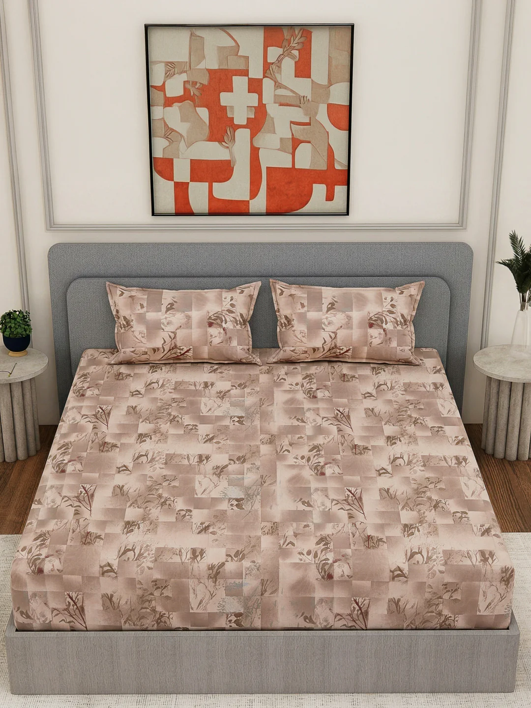 144 TC Pure Cotton King Size Bedsheet with 2 Pillow Covers Prestige Collection - Image 4