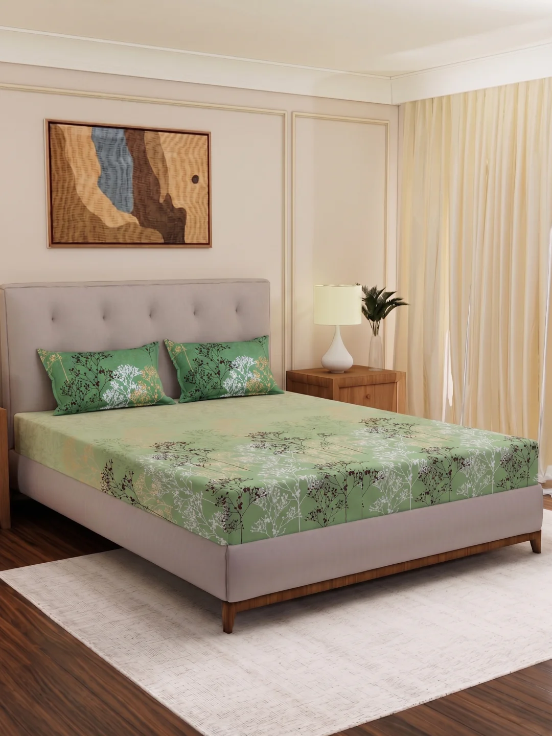 144 TC Pure Cotton King Size Bedsheet with 2 Pillow Covers Sensations Collection - Image 2
