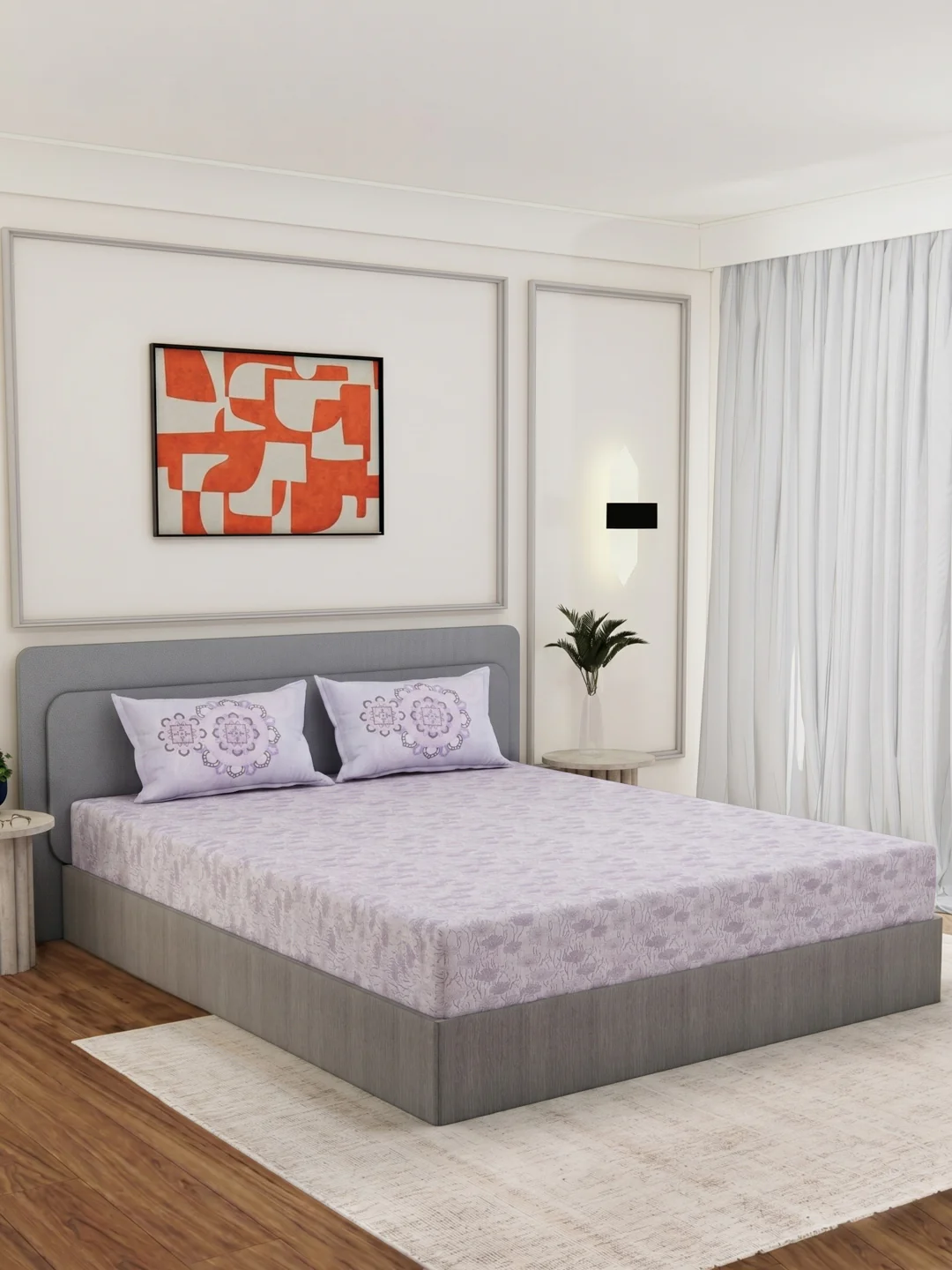 144 TC Pure Cotton King Size Bedsheet with 2 Pillow Covers Sensations Collection - Image 2