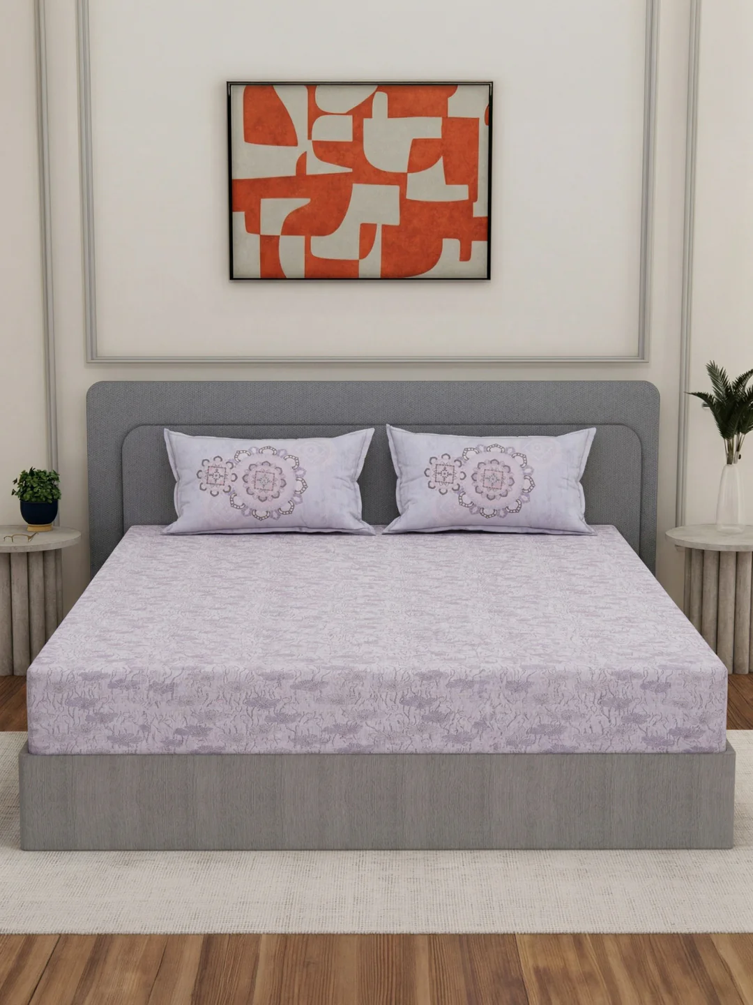 144 TC Pure Cotton King Size Bedsheet with 2 Pillow Covers Sensations Collection - Image 3