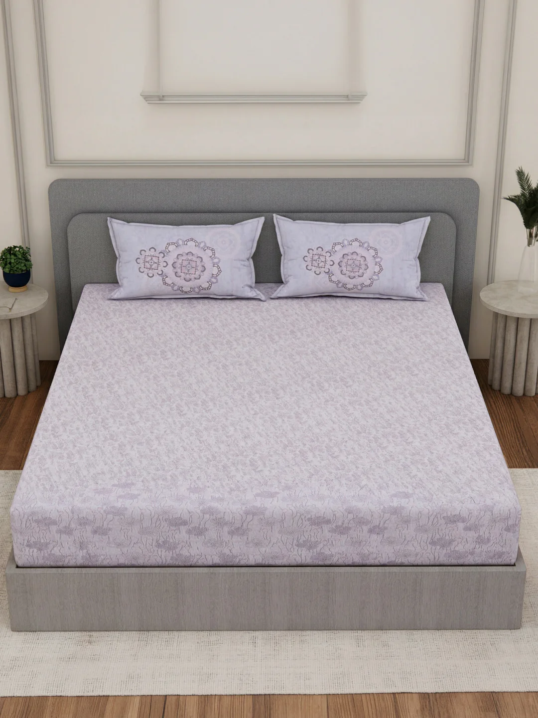 144 TC Pure Cotton King Size Bedsheet with 2 Pillow Covers Sensations Collection - Image 4