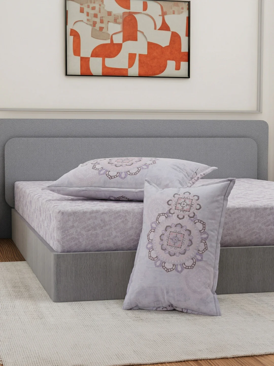 144 TC Pure Cotton King Size Bedsheet with 2 Pillow Covers Sensations Collection - Image 5