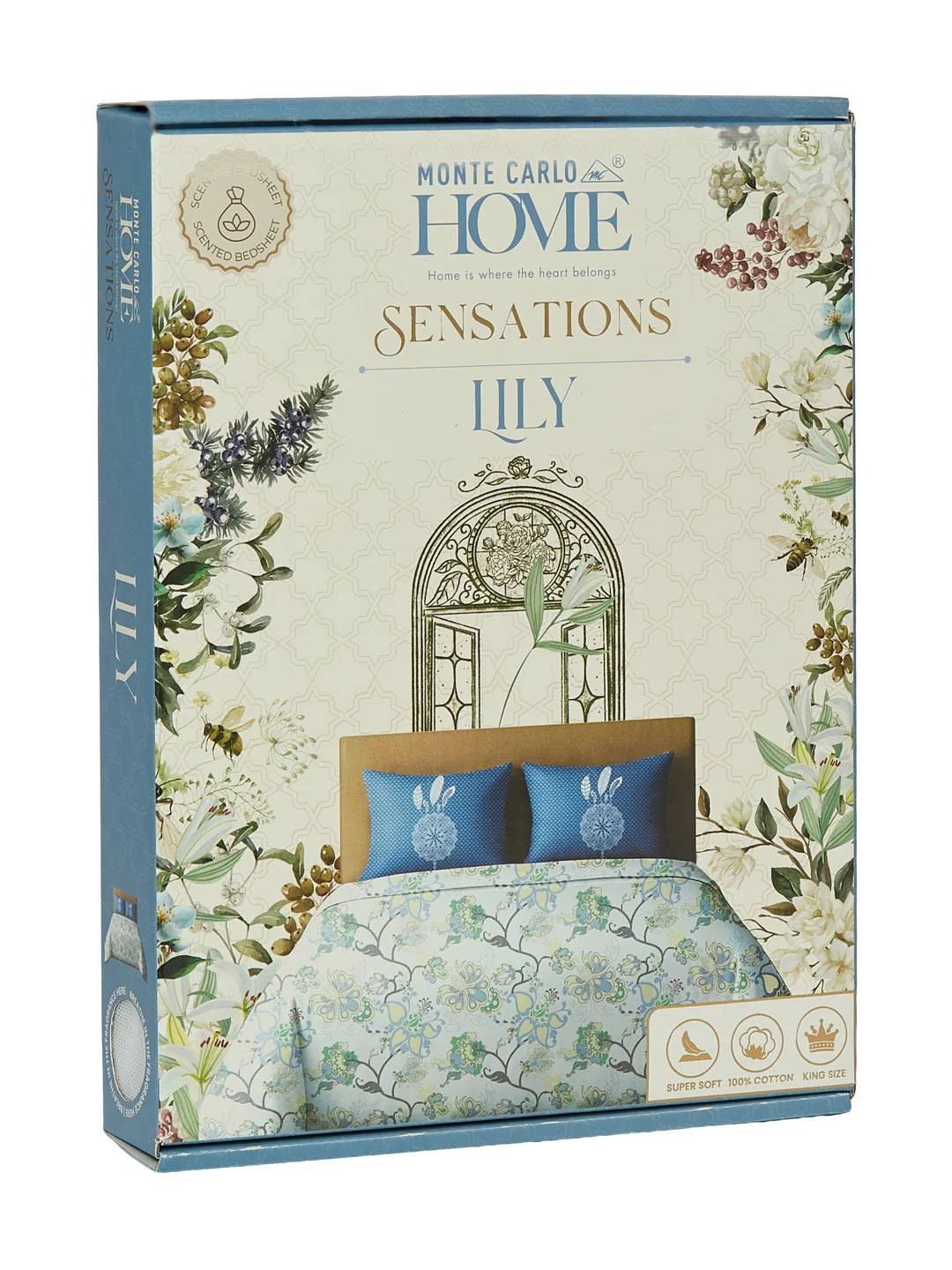 144 TC Pure Cotton King Size Bedsheet with 2 Pillow Covers Sensations Collection - Image 11