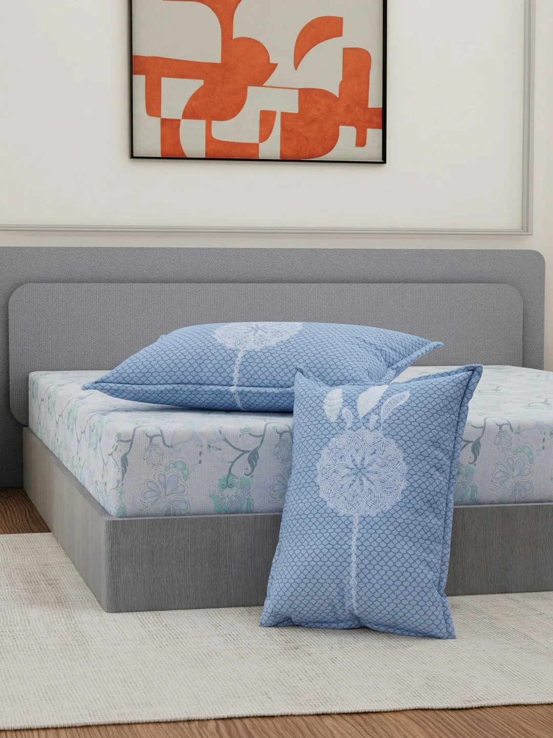 144 TC Pure Cotton King Size Bedsheet with 2 Pillow Covers Sensations Collection - Image 5