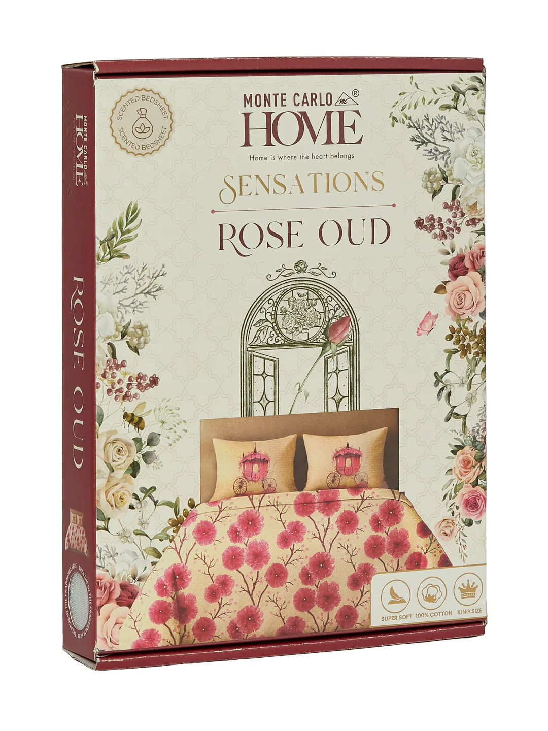 144 TC Pure Cotton King Size Bedsheet with 2 Pillow Covers Sensations Collection - Image 11