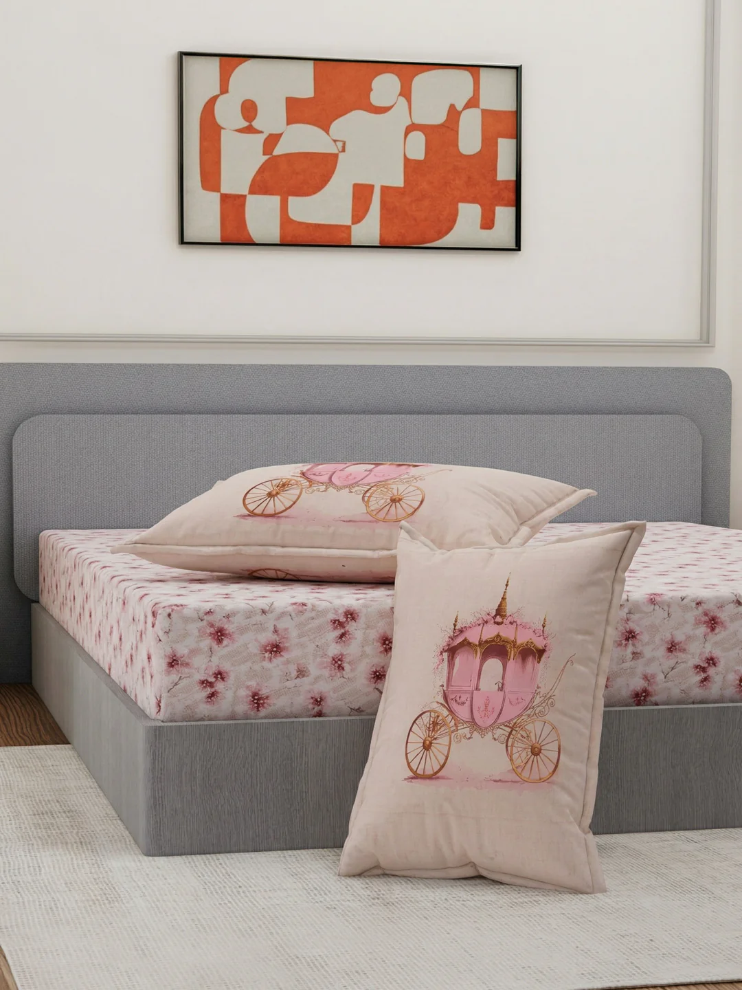 144 TC Pure Cotton King Size Bedsheet with 2 Pillow Covers Sensations Collection - Image 5