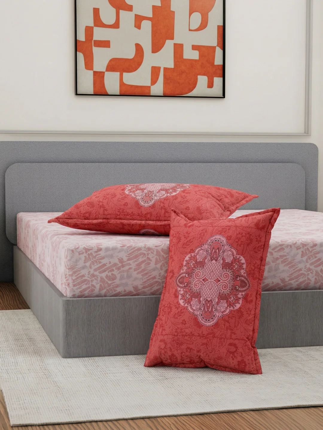 144 TC Pure Cotton King Size Bedsheet with 2 Pillow Covers Sensations Collection - Image 5